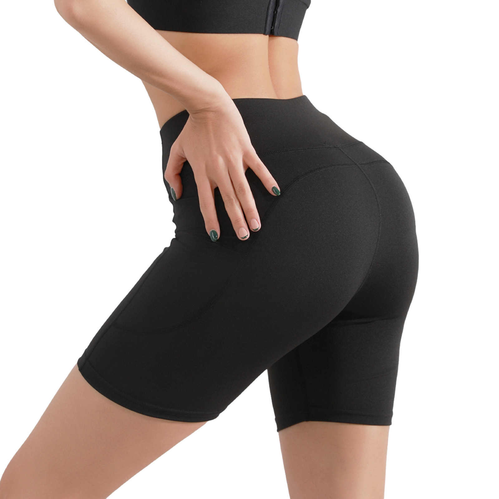 Plus Size Five-point Pocket Yoga Pants High Waist Hip Lift Sports Shorts — изображение 3