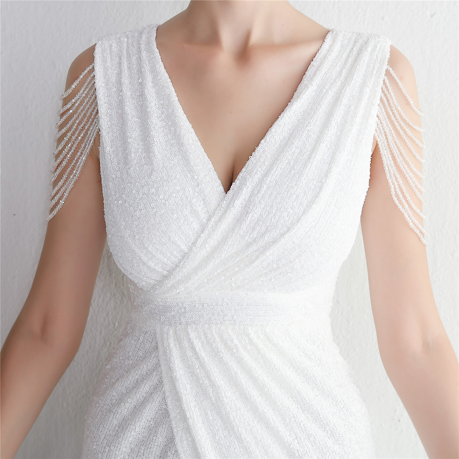 New Bead Craft Long Slimming Banquet Evening Dress Short - Image 6