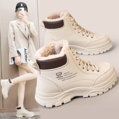 High-top Women's Shoes Cotton-padded Shoes With Velvet Warm
