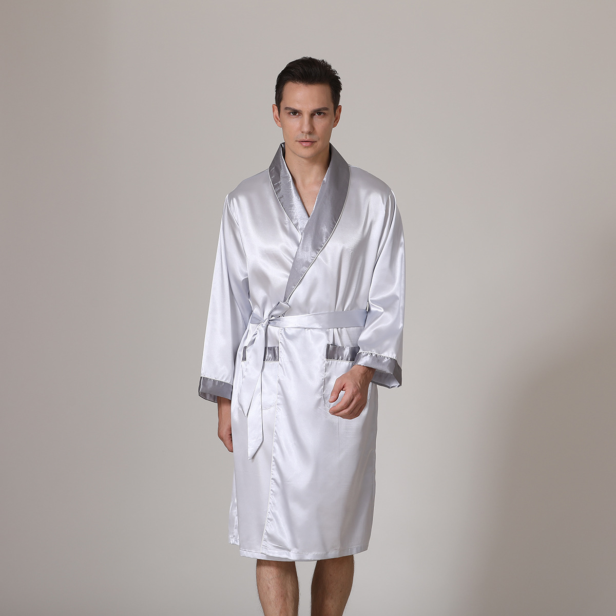 Men's Summer Silk Bathrobe Nightgown – Bild 3