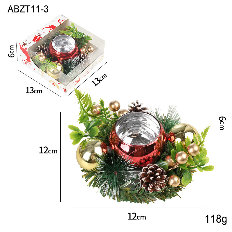 Christmas Candle Metals Candlestick Wreath Artificial Pinball Pinecone Candle Holder Fake Leaves Xmas New Year Home Table Decor – Bild 9