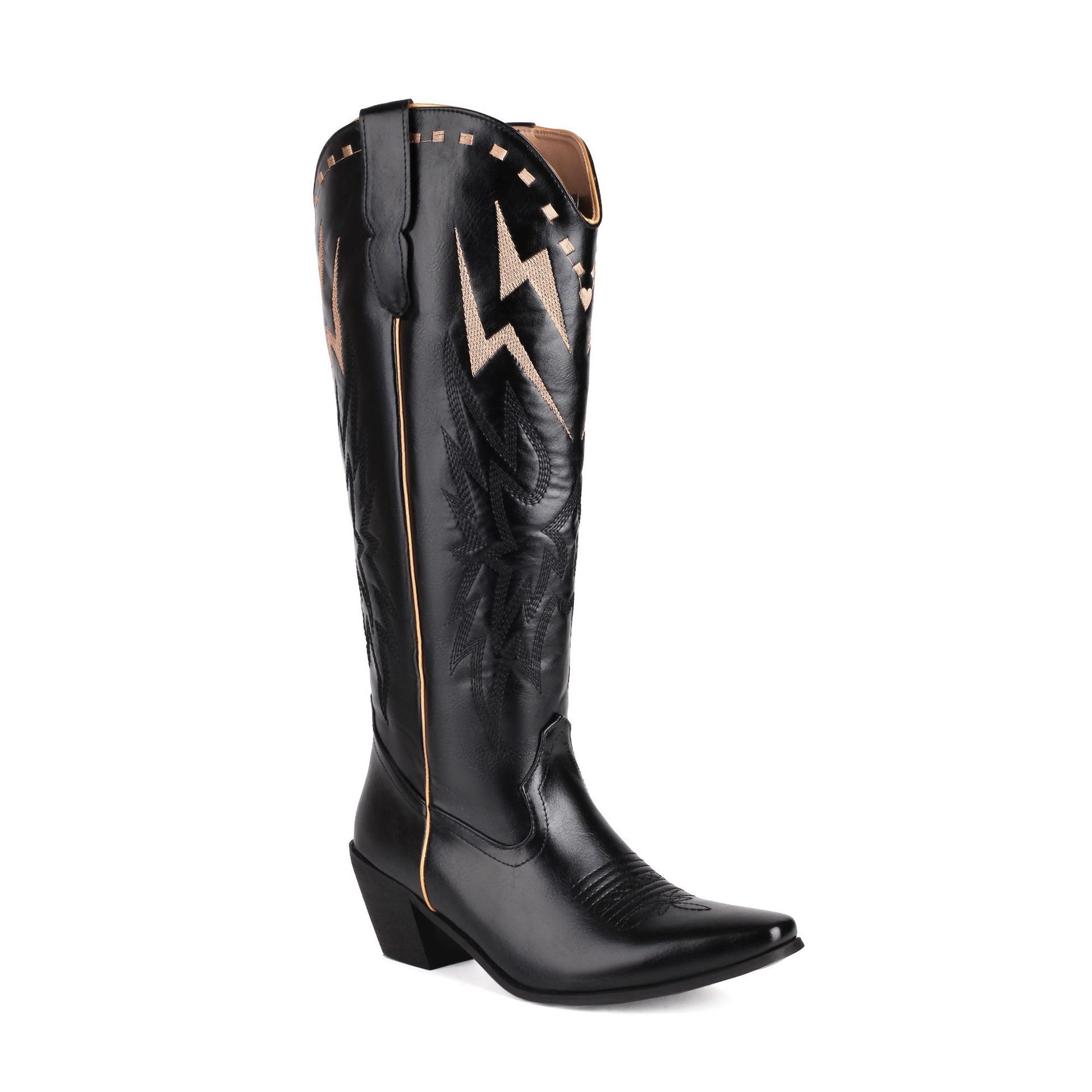 Lightning Embroidery Knee-high Boots Women - Image 6