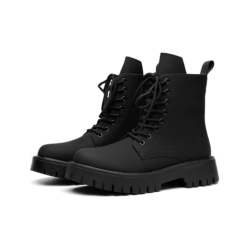 Black High-top Mid-calf Tooling Round Head Thick Bottom Martin Boots — изображение 5