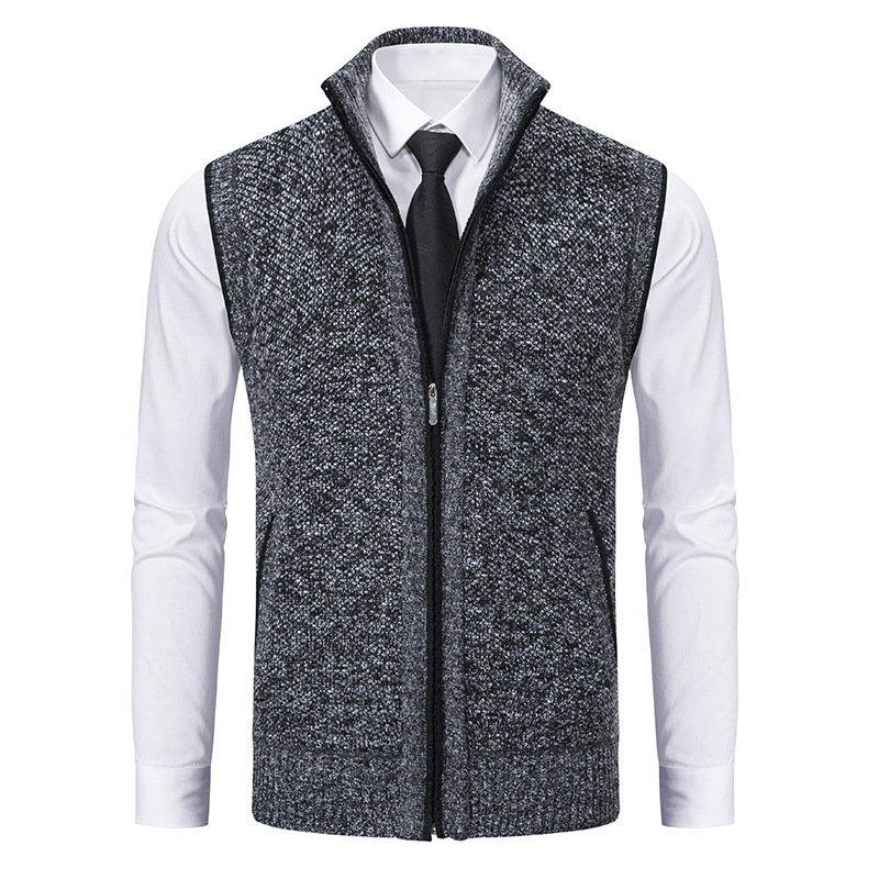 Men's Stand Collar Sweater Knitted Cardigan Coat - Image 2