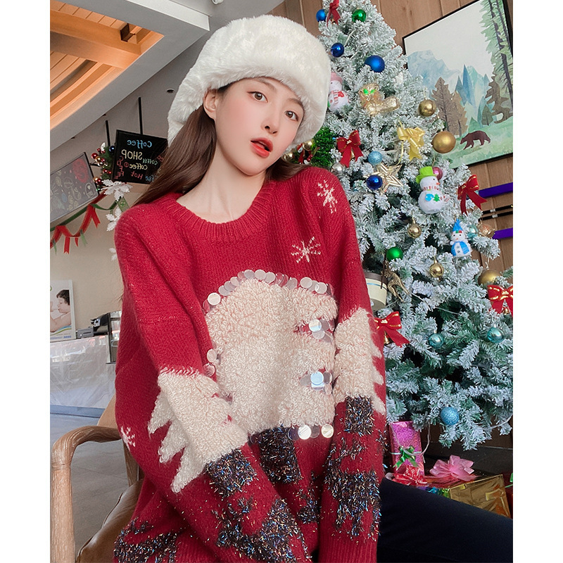 Women's Mid-length Christmas Lazy Loose Bottoming Sweater - Image 3