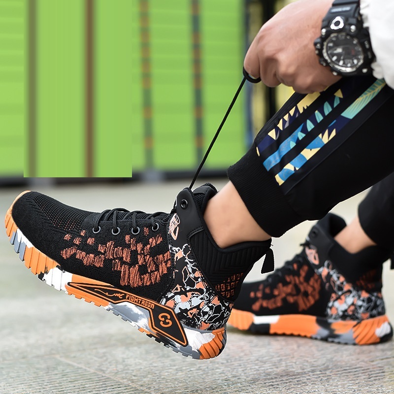 Flyknit Breathable Safety Shoes Lightweight Steel Toe Cap Anti-piercing Protective