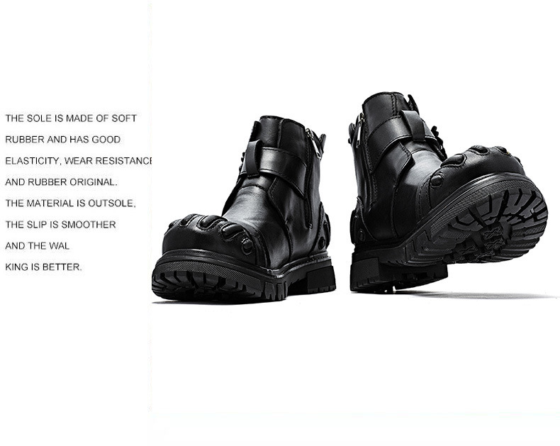 Martin Boots Men Punk Rock Tooling Machinery Car Boots Lace-up Big Head Leather Shoes - Image 10