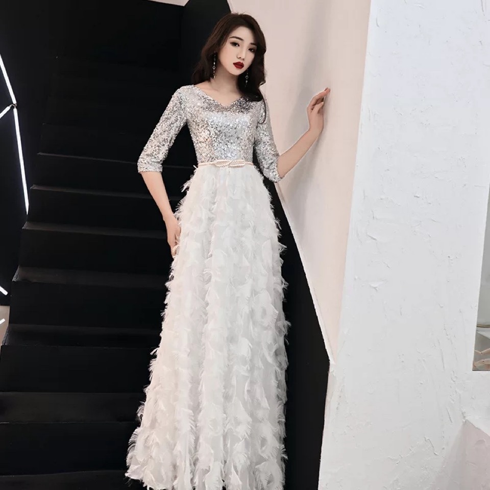 Evening Dress Female White Suspenders Birthday Party - Image 3