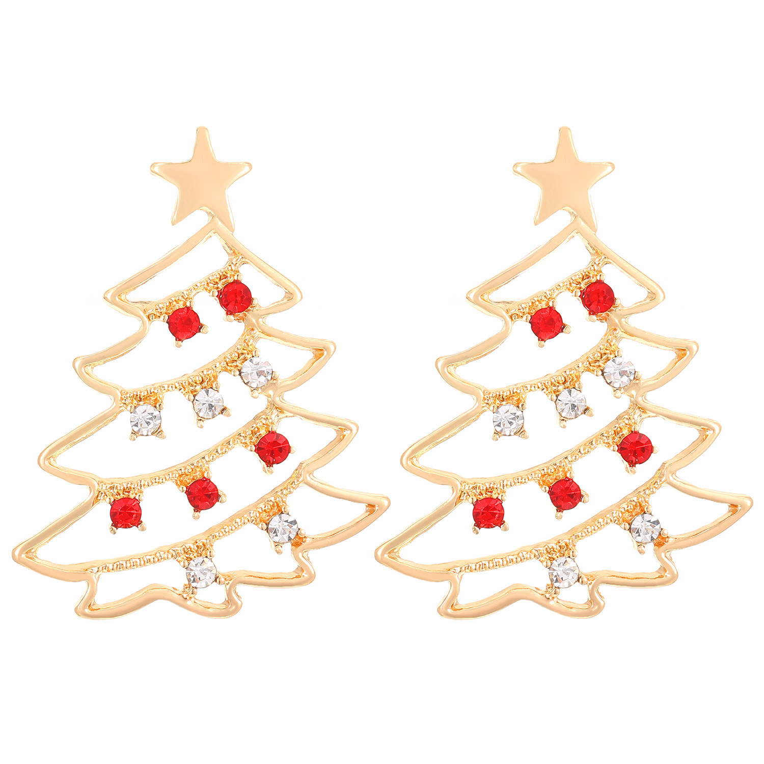 Christmas Earrings With Christmas Tree Colorful Zircon Christmas Tree Earrings For Women Personality Earrings Party Jewelry Christmas Gift — изображение 5