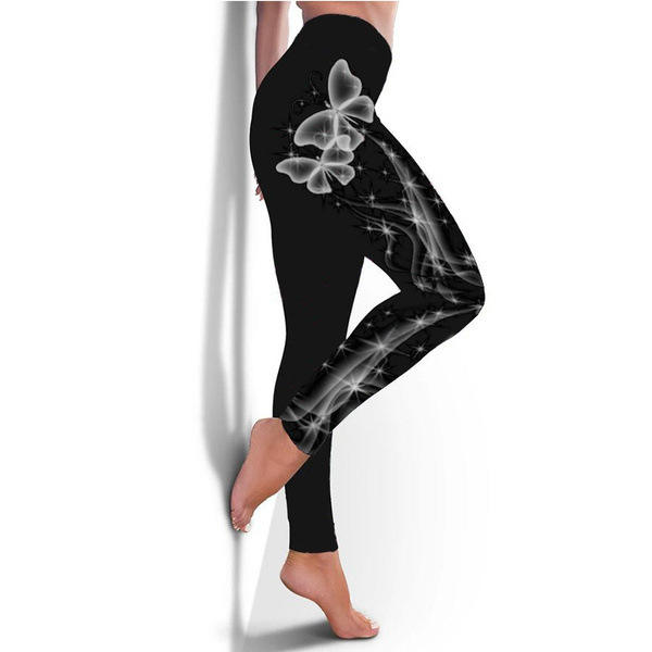 Butterfly Digital Print Sports Yoga Pants - Image 6