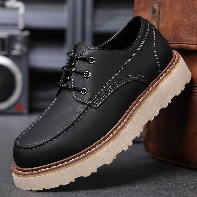 Martin Boots Men's Low Top Retro Casual Shoes British Style Worker Boot Low-top Height Increasing Big Scalp Shoes - Image 4