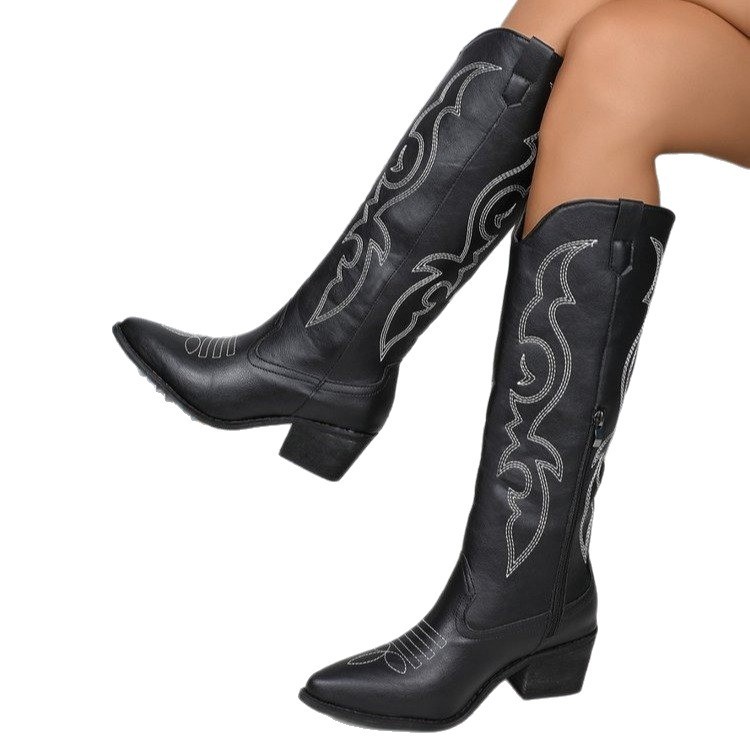 Fashion Western Embroidery High Tube Pointed-toe Boots - Image 5