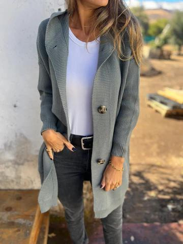 Mid-length Sweater Cardigan Women's Clothes Light Gray — изображение 7