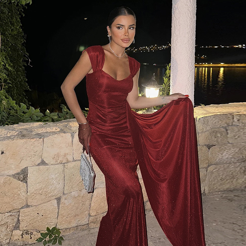 Slim Fit Thin And Glittering Vest Long Dress – Bild 2