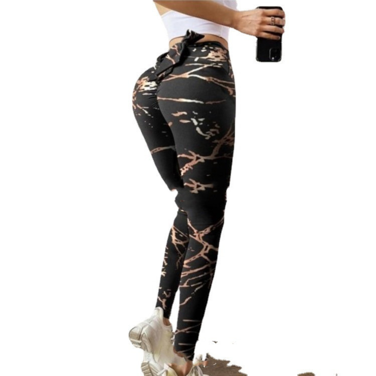 Printed Bow Belt Yoga Pants Women — изображение 5