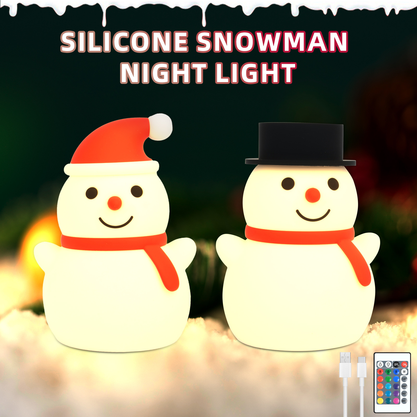Christmas Ice Man Silicone Pat Lamp Remote Control Ambience Light - Image 2