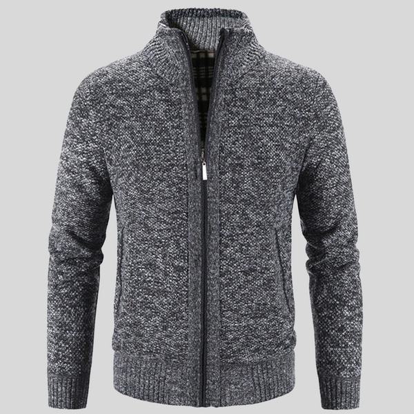 Men's Solid Color Stand Collar Cardigan Jacket - Image 8