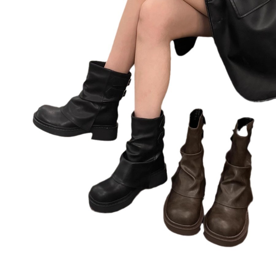 British Street Pleated Sleeve Slugged Bottom Boots — изображение 5