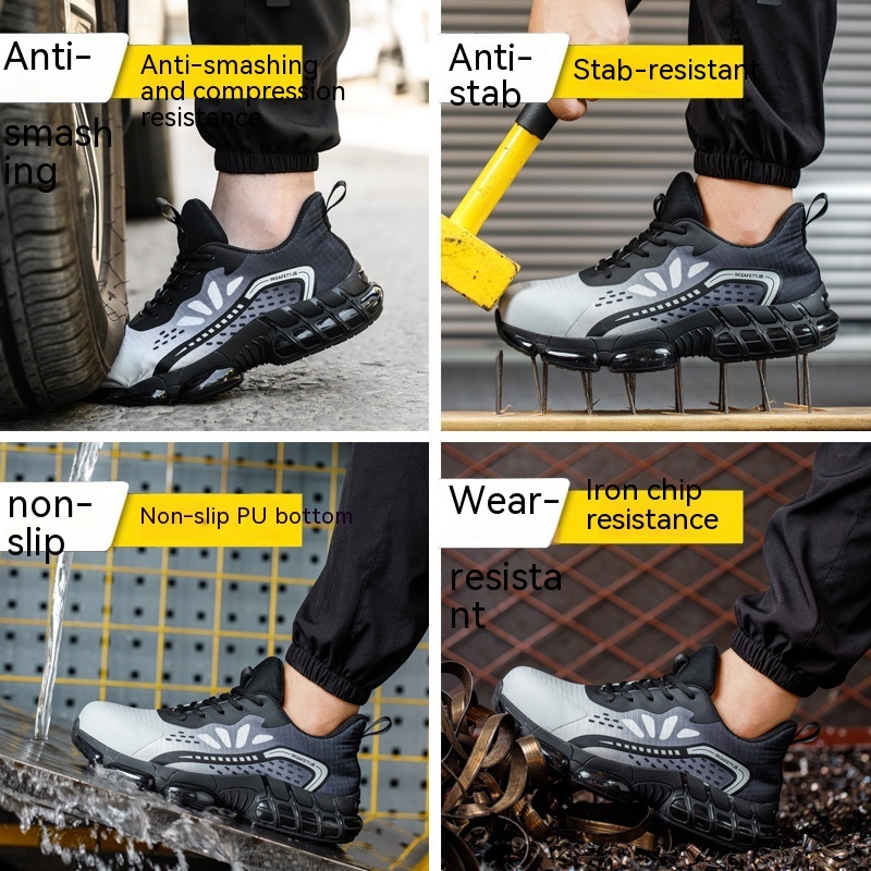 Wear-resistant Anti-smashing And Anti-penetration Thin Flyknit Breathable Shock-absorbing Work Safety Shoes — изображение 7