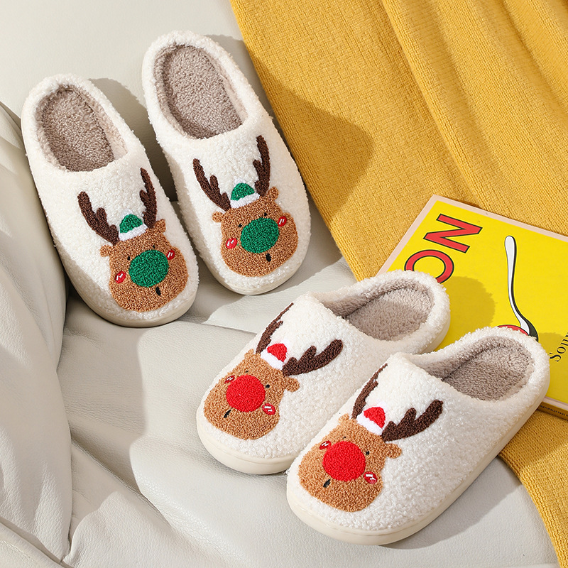 Christmas Shoes Winter Home Slippers Elk Soft Cozy Bedroom Slipper Slip On House Shoes – Bild 6