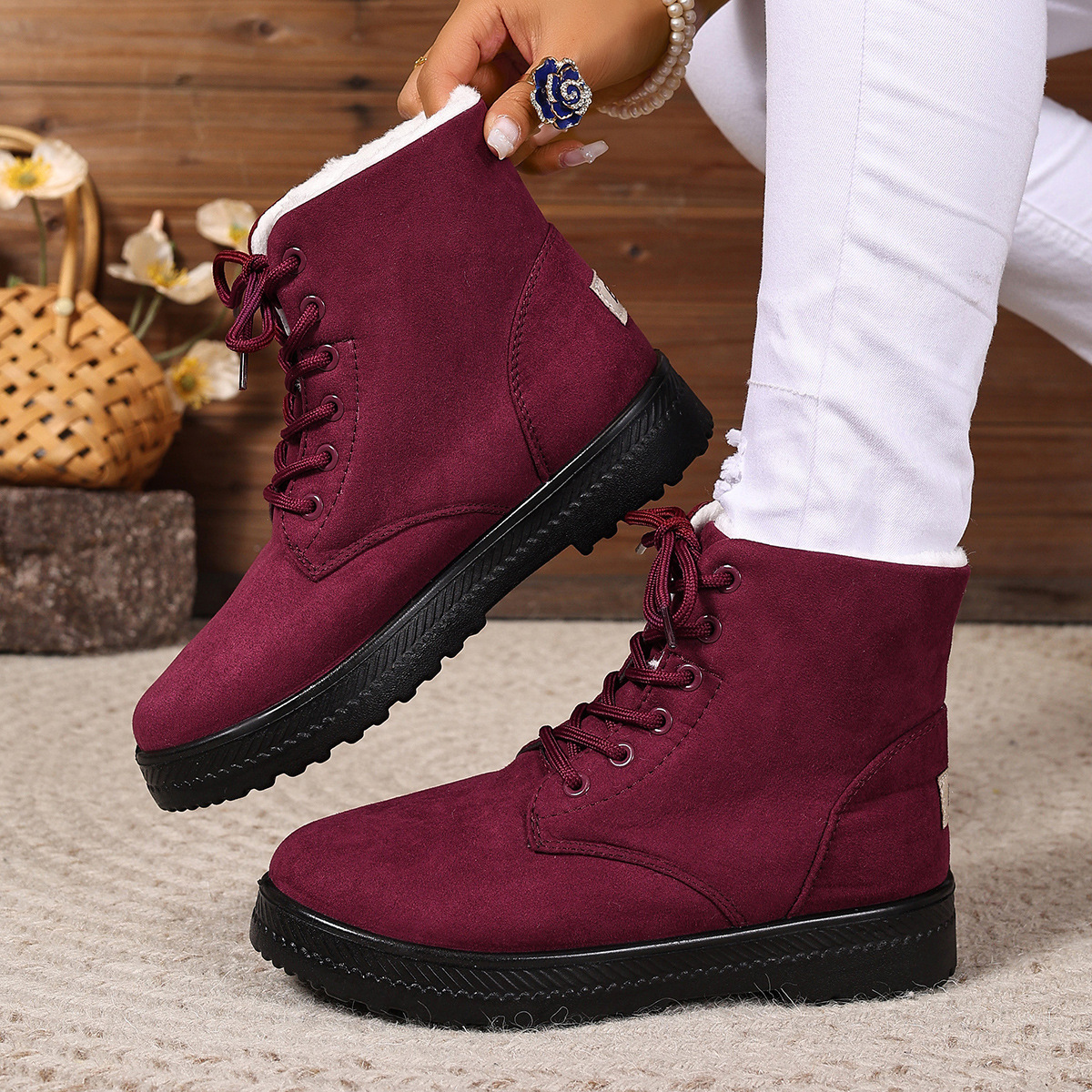 Women's Fashionable Waterproof High-top Cotton-padded Snow Boots — изображение 7