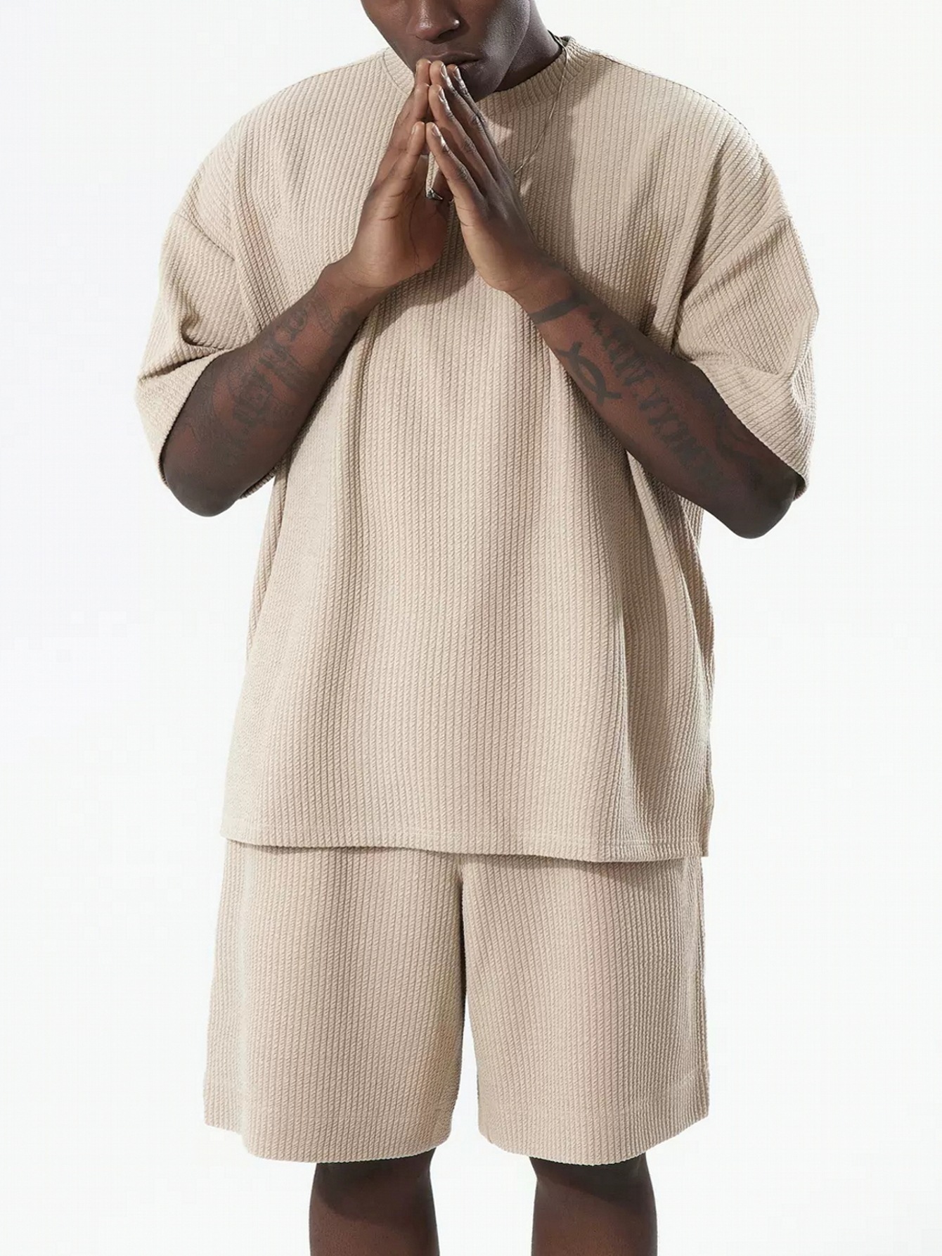 Men's Loose Short Sleeve Suit Sports Casual Texture Suit — изображение 9