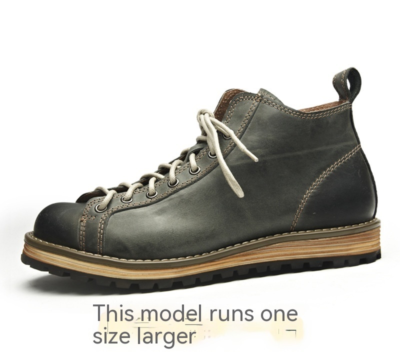 Men's Vintage Leather Big Toe Martin Boots - Image 5