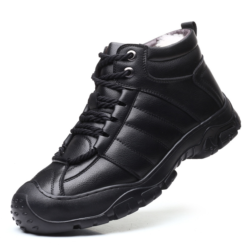Warm Men's Outdoor Mountaineering Plush Leather Shoes - Image 4