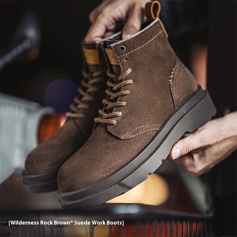 Men's Casual Retro Platform Middle High Top Suede Martin Boots — изображение 2