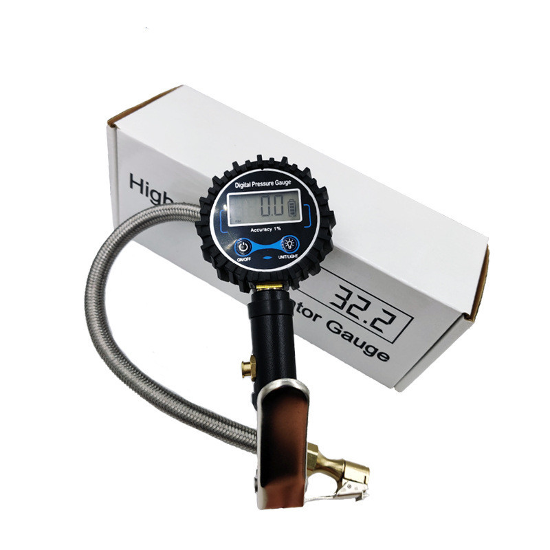 Silver Inflation Gun, Metal Braided Hose, Digital Tire Pressure Gun - Image 4