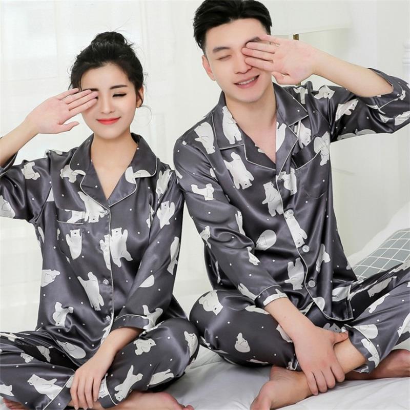 Men's Thin Silk Pajamas Long Sleeve Suit - Image 2