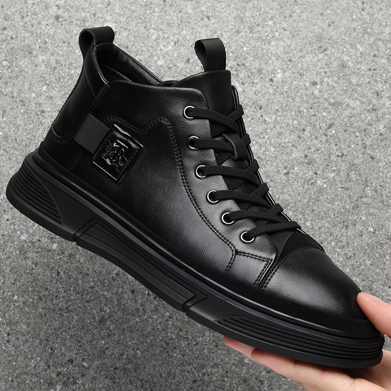 High-top Men's Shoes Winter Men's Leather Shoes Leather Casual - Image 7