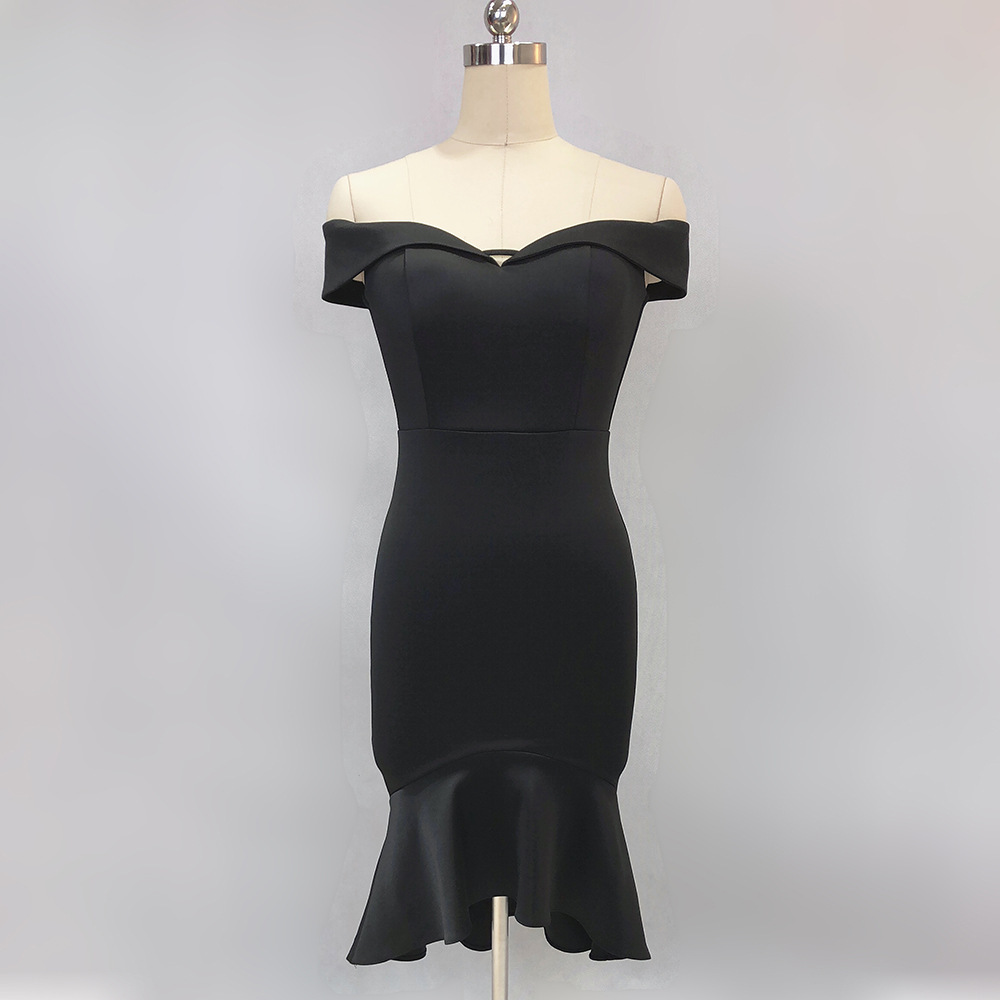 New Fishtail Wedding Dress Spring Mid-length One-shoulder Red Sexy Evening Gift – Bild 2