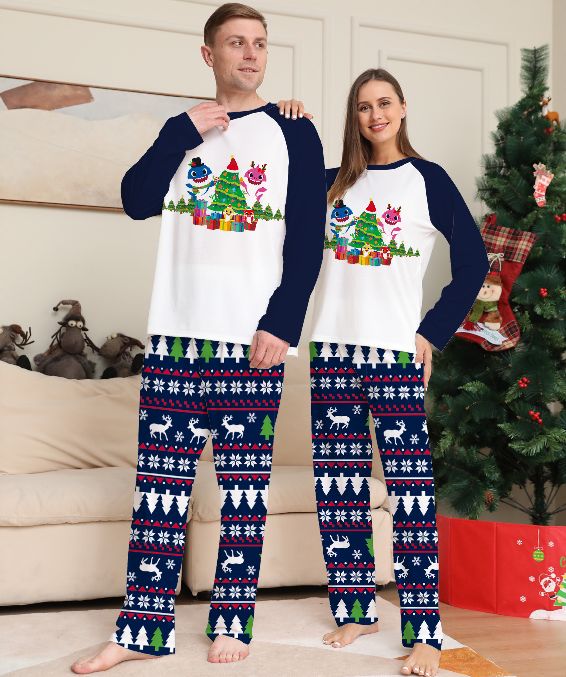 Family Matching Christmas Pajamas Set Xmas Long Sleeve Sleepwear Nightwear For Couples Kids Baby — изображение 2
