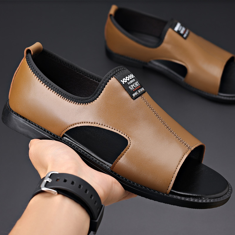 Roman Casual Sandals Soft Leather Non-slip Men - Image 5