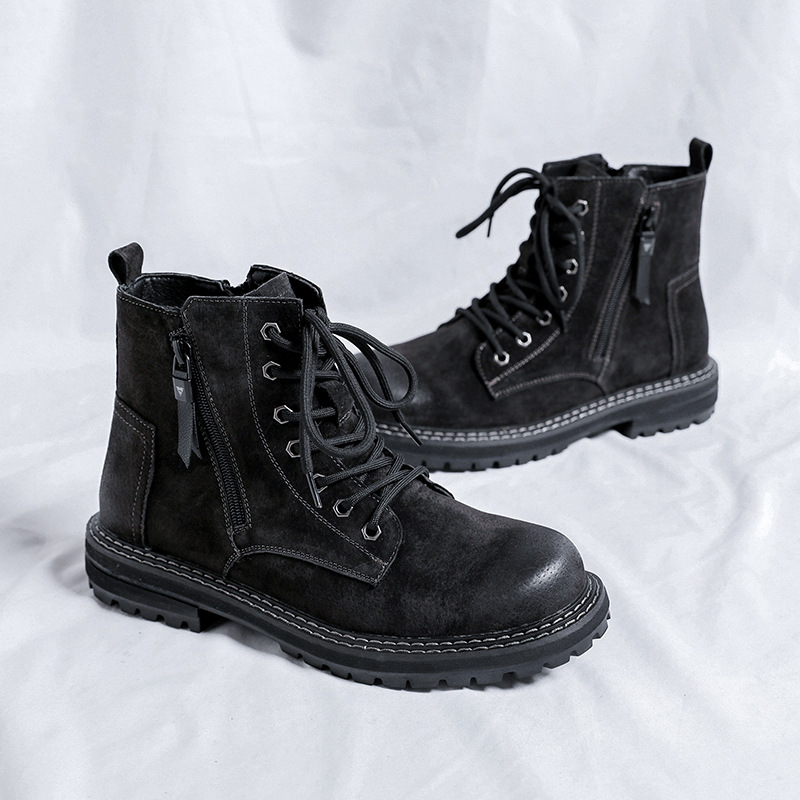 Side Zipper Seven-hole Super Popular Ins High Street Fashionable Handsome Ankle Boots - Image 3