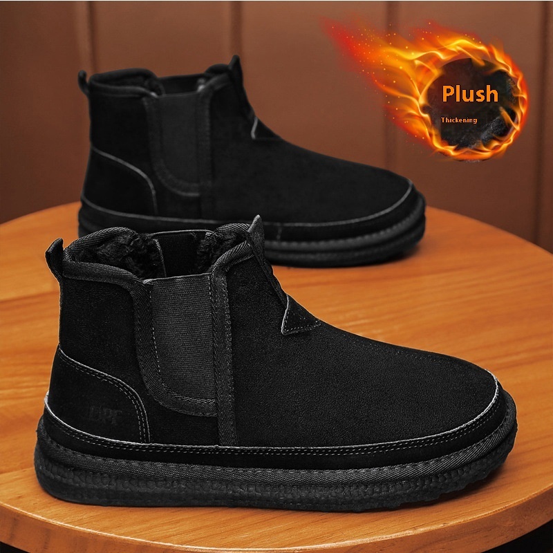 Winter Fleece Snow Boots Round-toed Flat Shoes Casual Warm Sports Shoes Men Ankle Boot - Image 7
