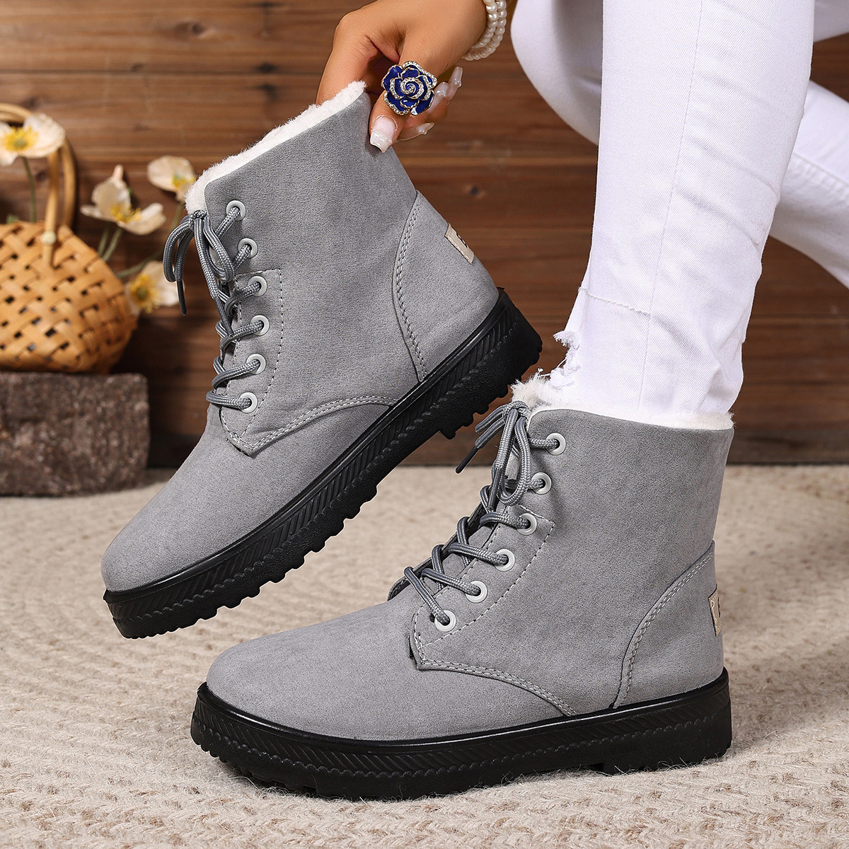 Women's Fashionable Waterproof High-top Cotton-padded Snow Boots — изображение 9