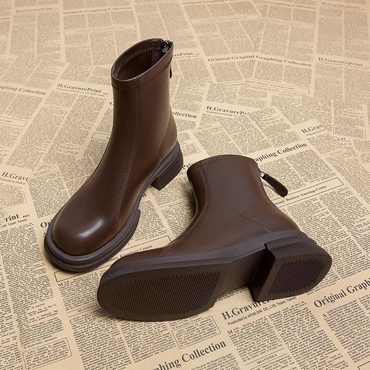 Women's Thick Heel Flat Ankle Boots - Image 4