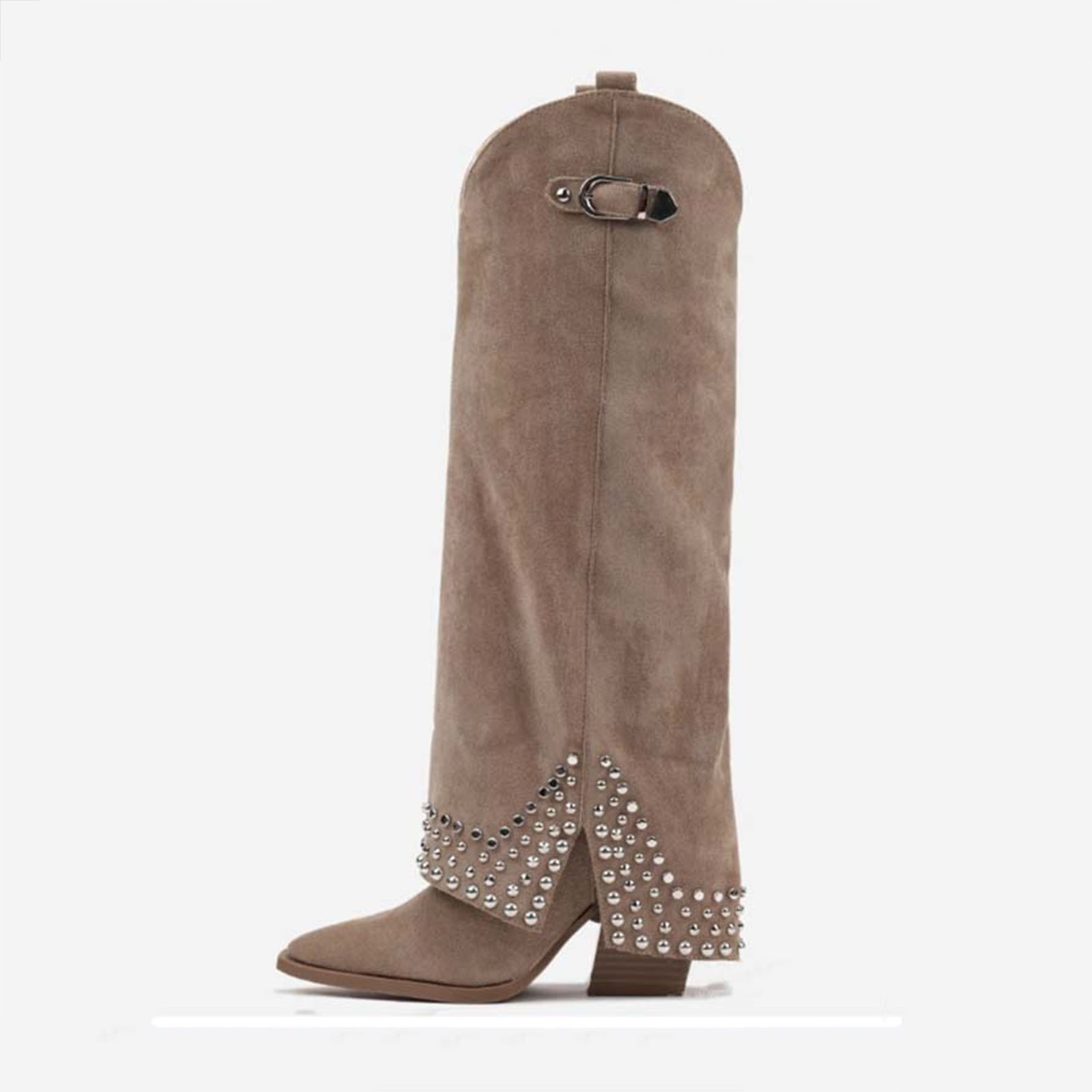 Women's Frosted Rivet Pantyhose Boots - Image 2