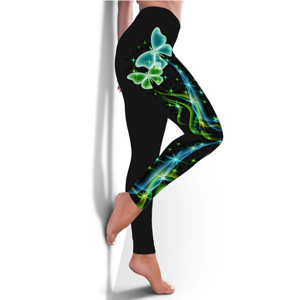 Butterfly Digital Print Sports Yoga Pants - Image 3
