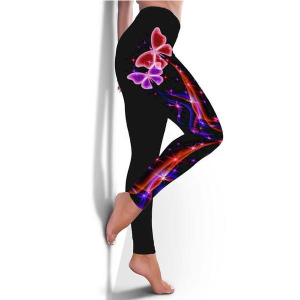 Butterfly Digital Print Sports Yoga Pants - Image 4
