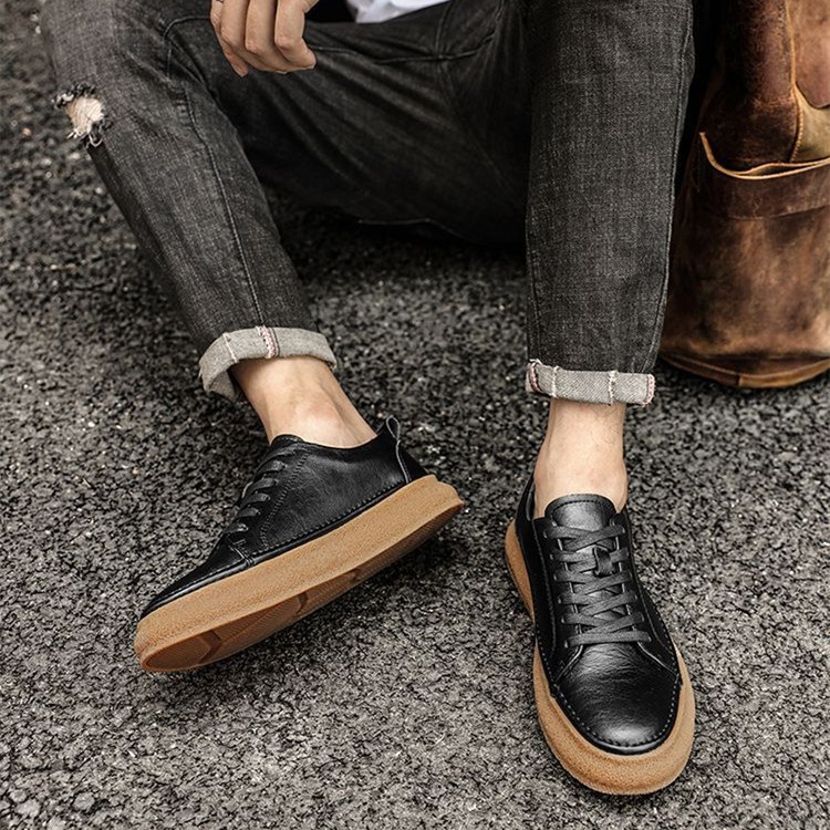 Casual Breathable Versatile And Trendy British Leather Board Shoes - Image 2