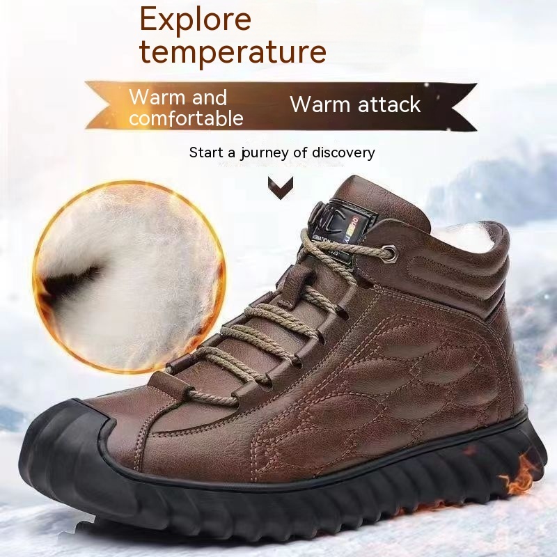 Thick Cotton Men's Winter New Fleece-lined Warm Casual Shoes - Image 5