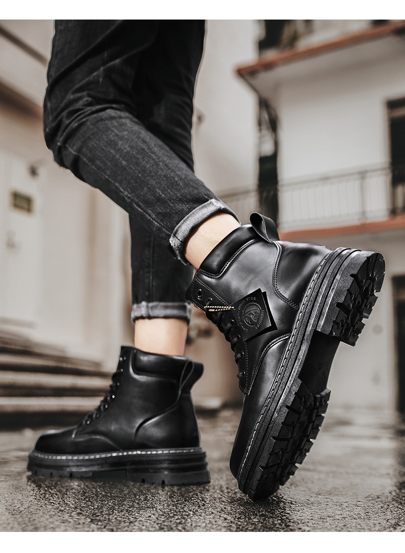 Men's Boots Plus Size Vintage Leather Worker Boot - Image 9