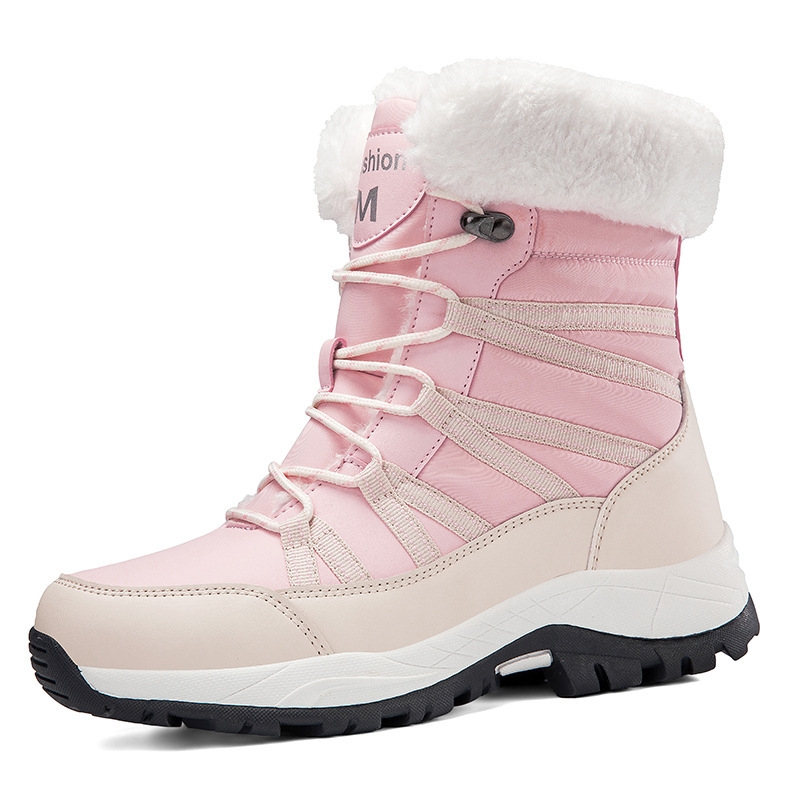 Winter Fleece-lined Thicker Non-slip Cotton-padded Shoes Outdoor Middle Boots - Image 5