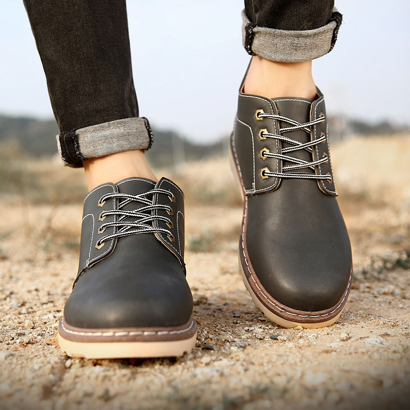 Men's Mid-top Tide British Leather Boots - Image 7