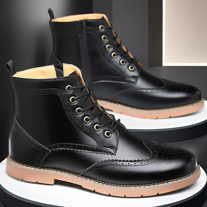 Men's High-top Business Casual Leather Shoes British Martin Boots — изображение 3