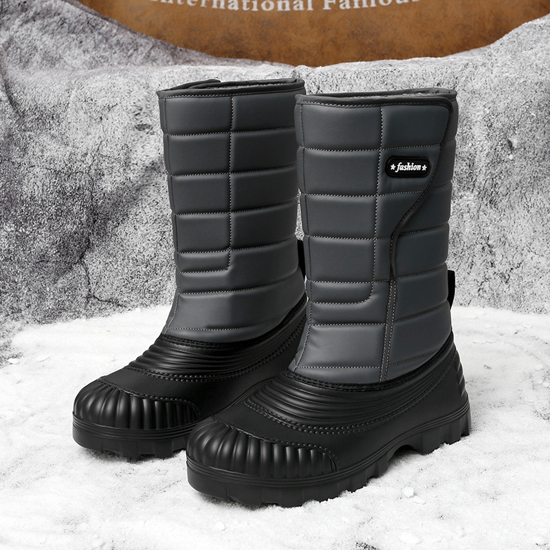 Snow Boots Outdoor Long Tube Fleece Lined Padded Warm Keeping - Image 2