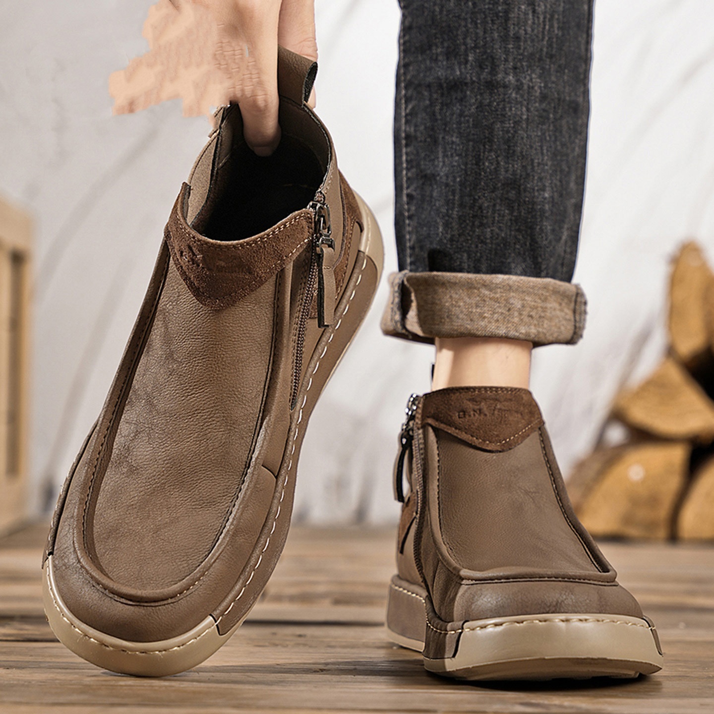 Autumn Side Zipper Vgenuine Leather Non-slip Work Shoes — изображение 2